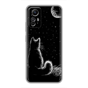 Чохол з принтом для Xiaomi Redmi Note 12s (AlphaPrint) Модні коти (Котик і місяць)