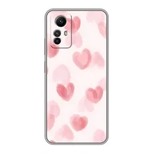 Чехол с розовым рисунком для Xiaomi Redmi Note 12s (Розовые сердечки)