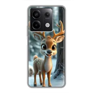 Яркий чехол для Xiaomi Redmi Note 13 (5G) с Зимними Оленятами (Олененок в лесу)