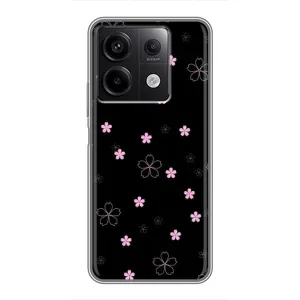 Чохол з розовим принтом для Xiaomi Redmi Note 13 (5G) (Рожеві квіти на чорному)