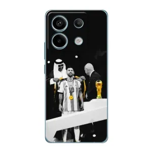 Чехлы для Xiaomi Redmi Note 13 Pro (5G) (Leo чемпион) (AlphaPrint) (Месси в накидке)