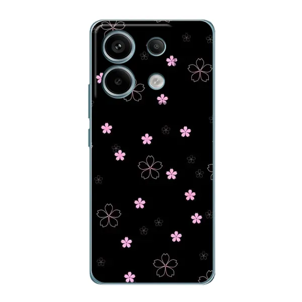 Чохол з принтом «Рожеві квіти на чорному» для Xiaomi Redmi Note 13 Pro (5G)