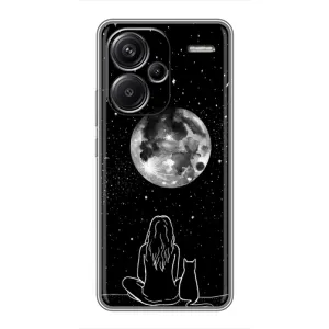 Чехол с рисунком кот на Xiaomi Redmi Note 13 Pro Plus (Девушка с котом)
