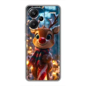 Яркий чехол для Xiaomi Redmi Note 13 Pro Plus с Зимними Оленятами (Олень с шарфом)