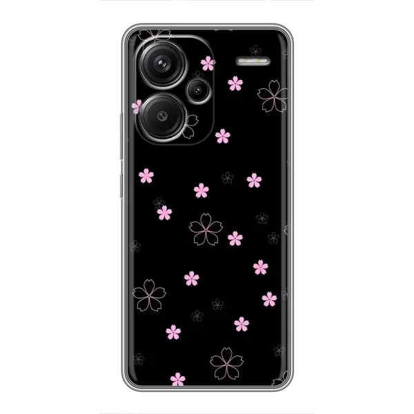 Чехол с принтом «Розовые цветы на черном» для Xiaomi Redmi Note 13 Pro Plus