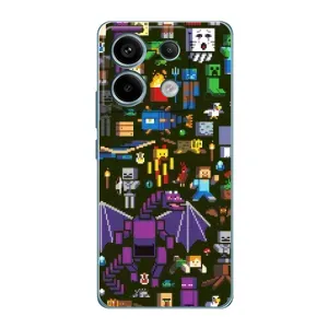 Чохол Майнкрафт на Xiaomi Redmi Note 13 Pro (4G) (AlphaPrint) Minecraft (Колаж Майнкрафт)