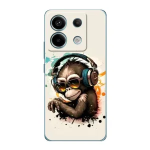Чехол с Обезьянами Xiaomi Redmi Note 13 Pro - (AlphaPrint) (Макака в наушниках)