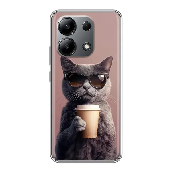 Чехол с принтом «Кот с кофе» для Xiaomi Redmi Note 13 (4G) Чехол с принтом «Кот с кофе» для Xiaomi Redmi Note 13 (4G)