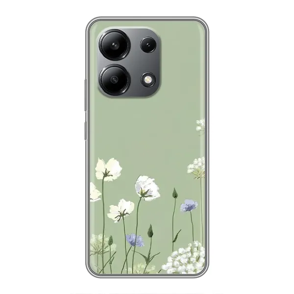 Чехол с принтом «Цветы на зеленом» для Xiaomi Redmi Note 13 (4G)