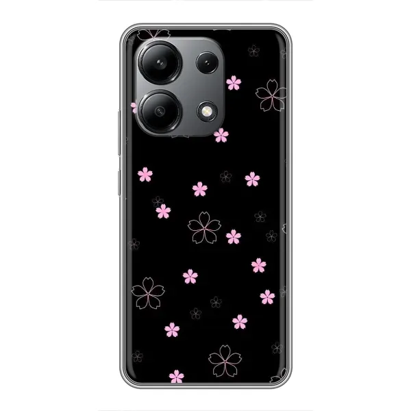 Чехол с принтом «Розовые цветы на черном» для Xiaomi Redmi Note 13 (4G)