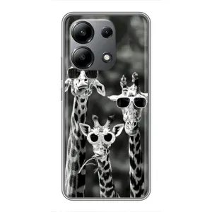 Силиконовый чехол с КАРТИНКАМИ лето для Xiaomi Redmi Note 13 (4G) (AlphaPrint) (Жирафы в очках)