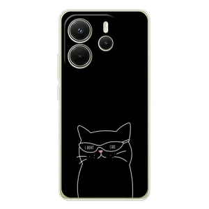 Чехол с принтом «Равнодушный кот» для Xiaomi Redmi Note 14 4G (Global)
