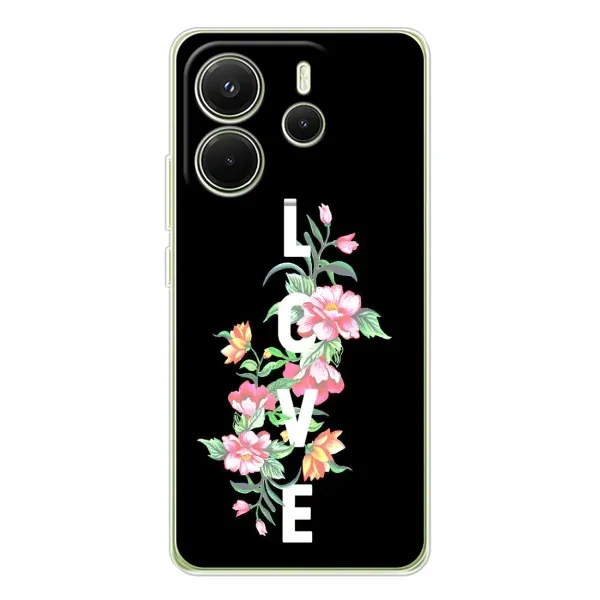 Чехол с принтом «Цветы LOVE» для Xiaomi Redmi Note 14 4G (Global)