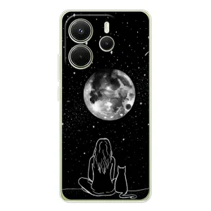 Чехол с принтом «Девушка с котом» для Xiaomi Redmi Note 14 4G (Global)