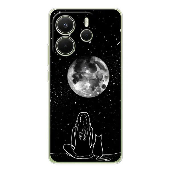 Чехол с принтом «Девушка с котом» для Xiaomi Redmi Note 14 4G (Global)