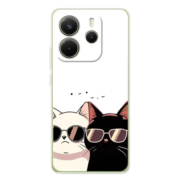 Чехол с принтом «Коты в очках» для Xiaomi Redmi Note 14 4G (Global)