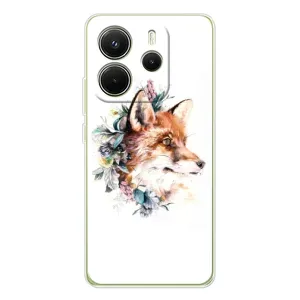 Чехол с принтом «Лисичка в цветочках» для Xiaomi Redmi Note 14 4G (Global)