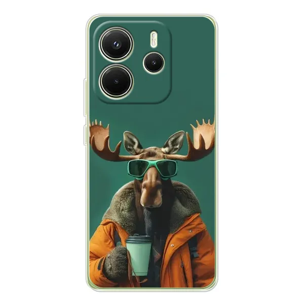 Чохол з принтом «Лось з кавою» для Xiaomi Redmi Note 14 4G (Global)