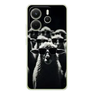 Чехол с принтом стильные животные для Xiaomi Redmi Note 14 4G (Глобальная версия) (Овечка в очках)