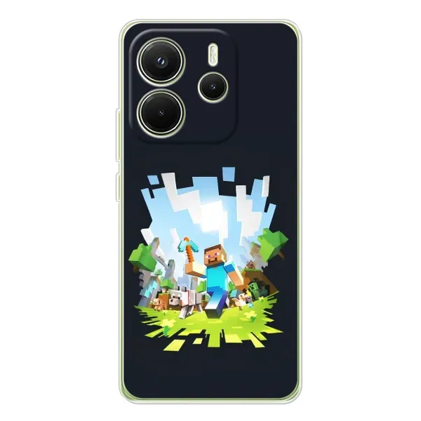 Чехол с принтом «персонажи Minecraft» для Xiaomi Redmi Note 14 4G (Global)