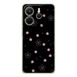 Чехол с принтом «Розовые цветы на черном» для Xiaomi Redmi Note 14 4G (Global)