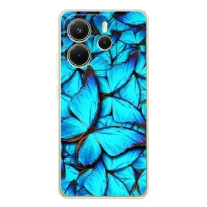 Чехол с принтом «Синие бабочки» для Xiaomi Redmi Note 14 4G (Global)
