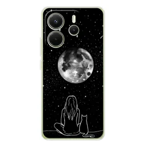 Чехол с рисунком кот на Xiaomi Redmi Note 14 4G (Девушка с котом)