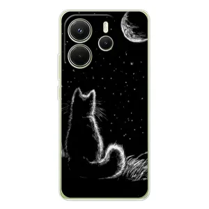 Чехол с принтом для Xiaomi Redmi Note 14 4G (AlphaPrint) Модные коты (Котик и луна)