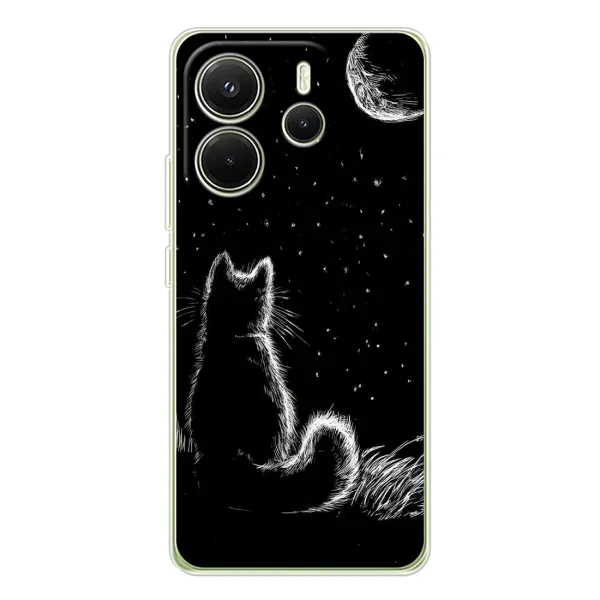 Чехол с принтом «Котик и луна» для Xiaomi Redmi Note 14 4G (EU)