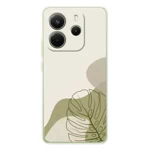 Силиконовый чехол с принтом в цветах на Xiaomi Redmi Note 14 4G (Зеленая монстера дизайн)