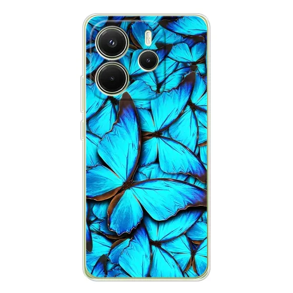 Чехол с принтом «Синие бабочки» для Xiaomi Redmi Note 14 4G (EU)