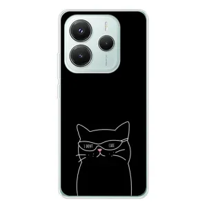 Чехол с рисунком кот на Xiaomi Redmi Note 14 5G (Равнодушный кот)
