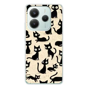Чехол с рисунком кот на Xiaomi Redmi Note 14 5G (Черные коты)