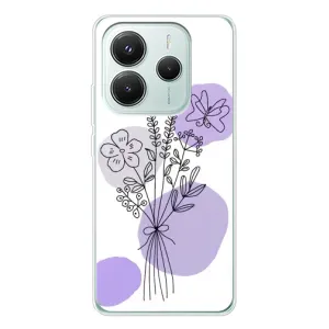 Силиконовый чехол с принтом в цветах на Xiaomi Redmi Note 14 5G (Букет фиолетовая абстракция)