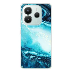 Мраморный чехол на Xiaomi Redmi Note 14 5G (VPrint) (Голубой мрамор)