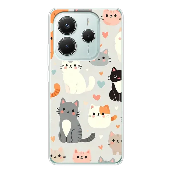 Чехол с принтом «Коллаж котов» для Xiaomi Redmi Note 14 5G Чехол с принтом «Коллаж котов» для Xiaomi Redmi Note 14 5G