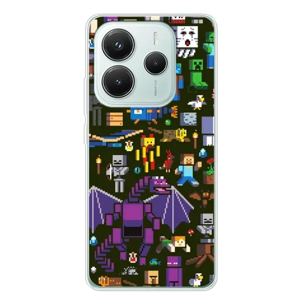 Чохол з принтом «Колаж Майнкрафт» для Xiaomi Redmi Note 14 5G Чохол з принтом «Колаж Майнкрафт» для Xiaomi Redmi Note 14 5G