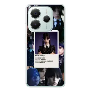 Чехлы Венсдей на Xiaomi Redmi Note 14 5G Уэнсдей (AlphaPrint) (коллаж Уэнздей)