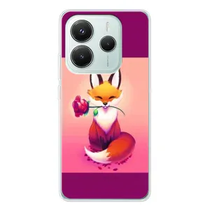 Чехлы с картинкой Лисички для Xiaomi Redmi Note 14 5G (VPrint) (Лисичка с розочкой)