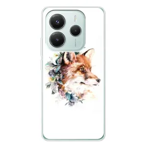 Чехлы с картинкой Лисички для Xiaomi Redmi Note 14 5G (VPrint) (Лисичка в цветочках)