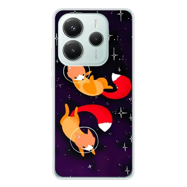 Чохол з принтом «Лисички космонавти» для Xiaomi Redmi Note 14 5G