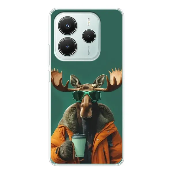 Чехол с принтом «Лось с кофе» для Xiaomi Redmi Note 14 5G Чехол с принтом «Лось с кофе» для Xiaomi Redmi Note 14 5G