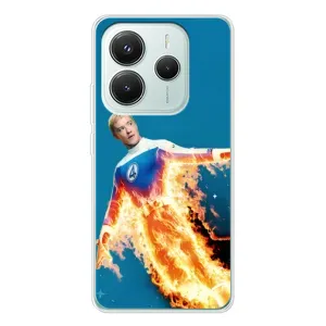 Чехол с принтом Фантастическая четверка для Xiaomi Redmi Note 14 5G (Человек-факел в огне)