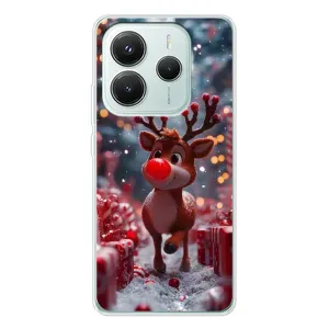 Яркий чехол для Xiaomi Redmi Note 14 5G с Зимними Оленятами (Олень среди подарков)