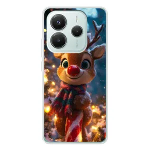 Яркий чехол для Xiaomi Redmi Note 14 5G с Зимними Оленятами (Олень с шарфом)