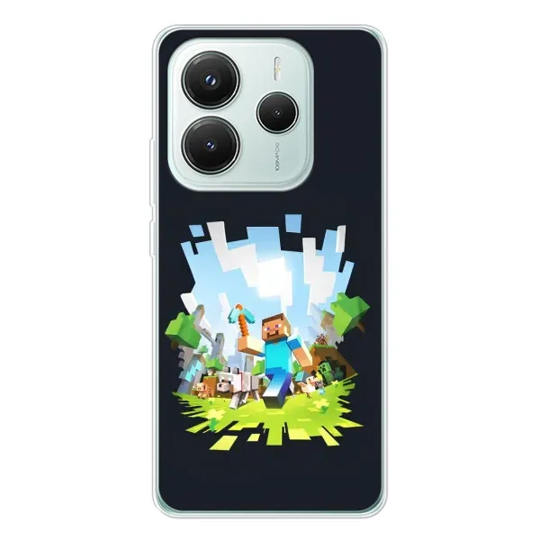 Чохол з принтом «персонажі Minecraft» для Xiaomi Redmi Note 14 5G Чохол з принтом «персонажі Minecraft» для Xiaomi Redmi Note 14 5G