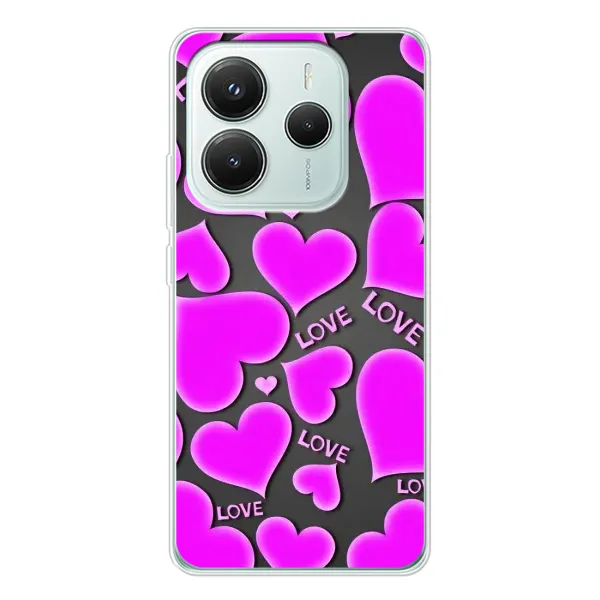 Чехол с принтом «Pink hearts» для Xiaomi Redmi Note 14 5G