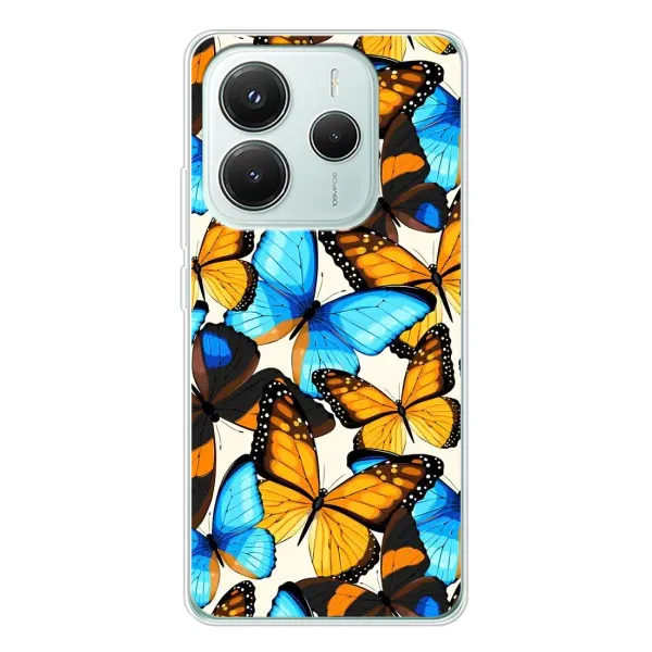 Чехол с принтом «Яркие бабочки» для Xiaomi Redmi Note 14 5G