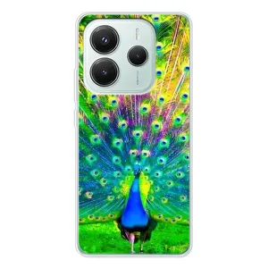 Чехол с птицами на Xiaomi Redmi Note 14 5G (VPrint) (Яркий Павлин)