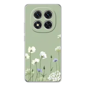 Чехол с цветочным принтом на Редми Ноут 14 Про (Цветы на зеленом)